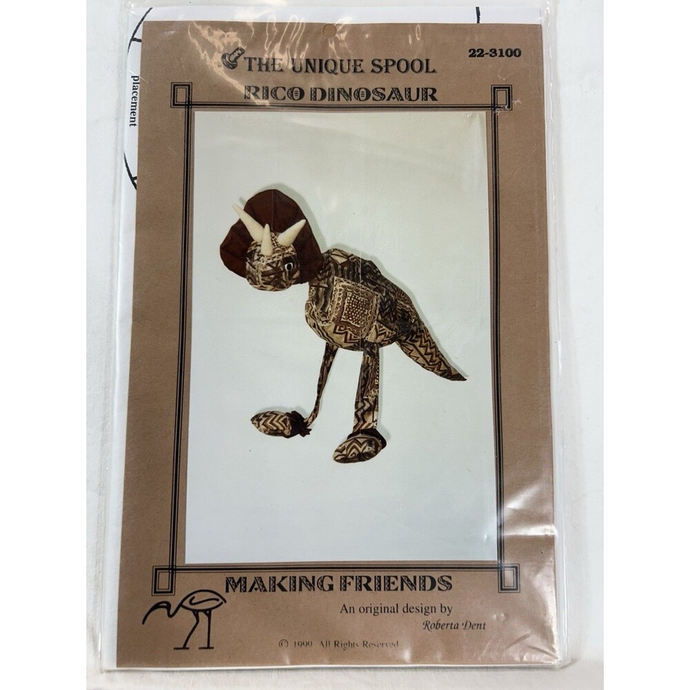 Rico Dinosaur Marionette puppet 13" vintage 1999 pattern 22-3100 Unique Spool